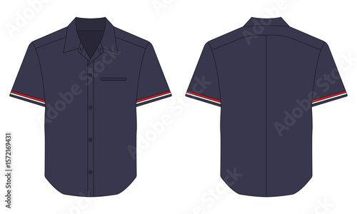 Short sleeve button down shirt mockup front and back view