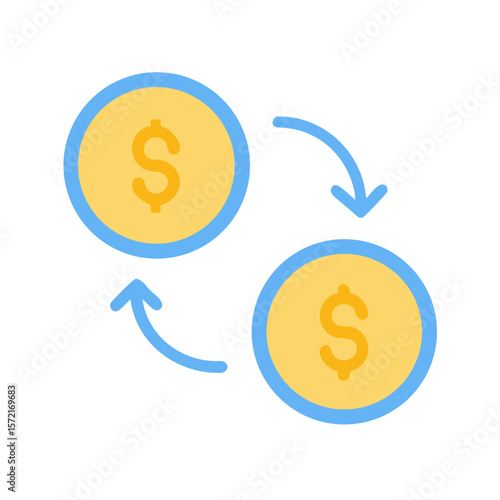 Money exchange concept illustration with arrows in a flat style