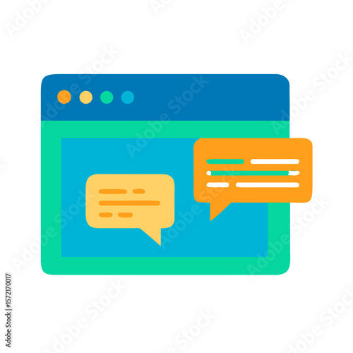 Live chat window graphic suitable for website design and online communication themes. Includes two chat bubbles for vibrant scenes.
