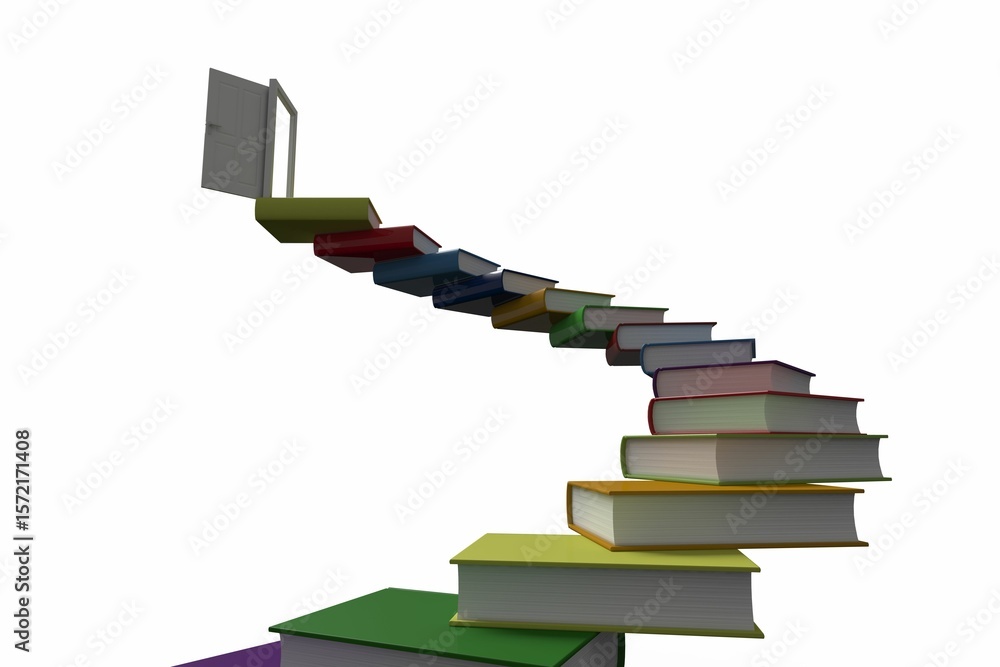 Obraz premium Steps made out of books with open door