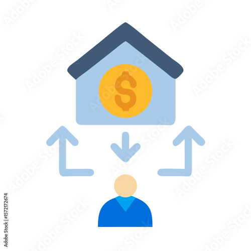 Financial investment choices with arrows pointing to a person