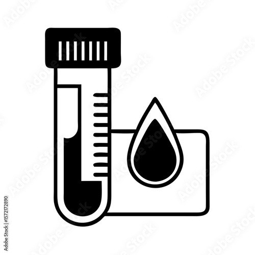 Blood test tube with droplet icon in a minimalist style  