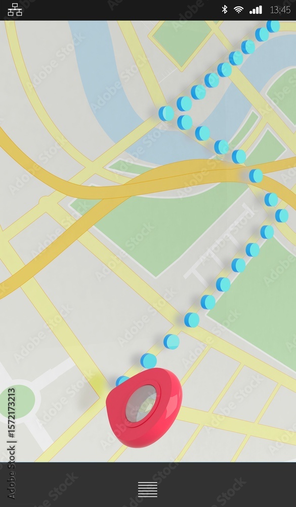 Obraz premium Screen of satellite navigation system