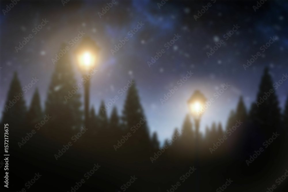 Obraz premium Blurred lampposts at night