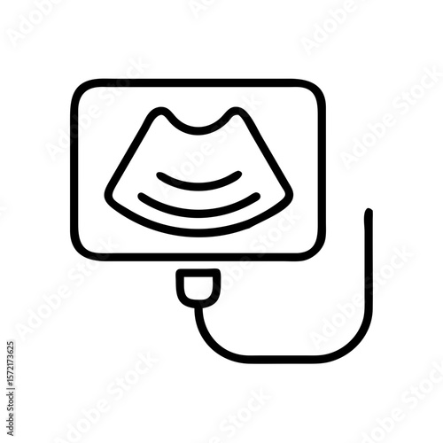 Ultrasound monitor displaying fetal image in medical setting. Concept of ultrasound.  