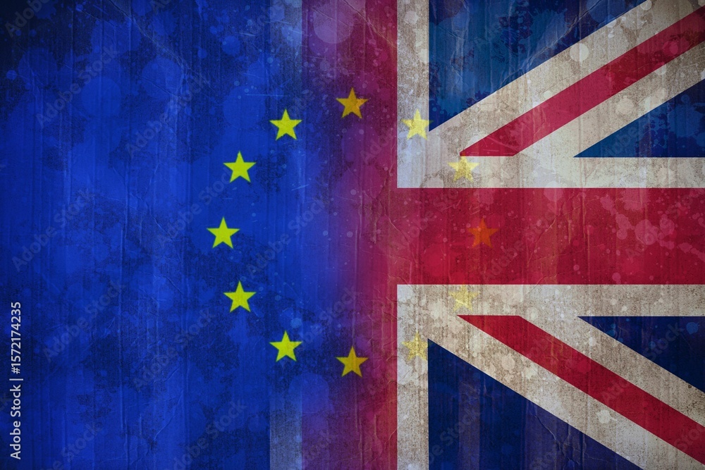Fototapeta premium EU flag and Great britain flag