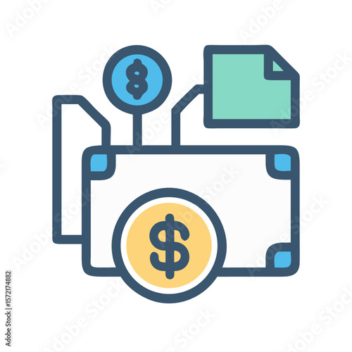 Financial data management: money transfers, payments and accounting icon