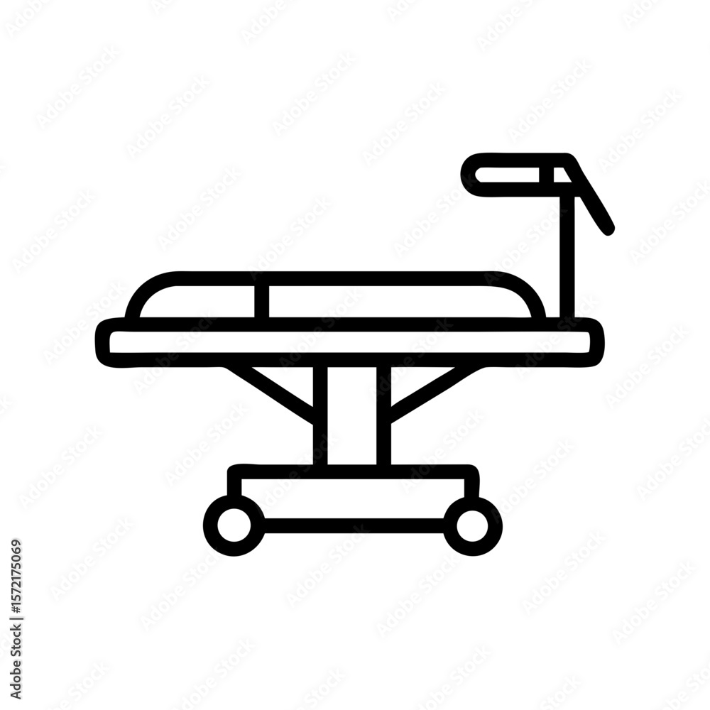 Hospital operation table in minimalist line art style - Concept of medical icon Hospital operation table in minimalist line art style - Concept of medical icon
