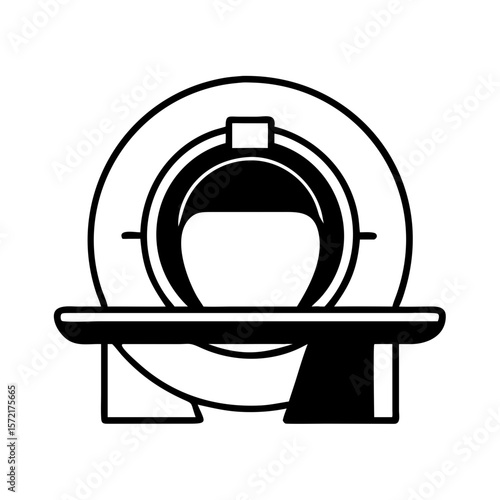 MRI scanner machine with patient undergoing imaging procedure  