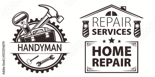Handyman Services Home Repair Logo Set