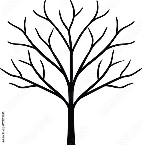 Bare branch tree silhouette line art vector graphic