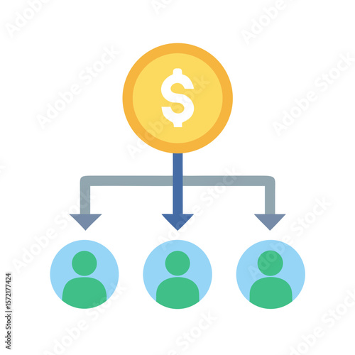 Flat design image depicting fund allocation to beneficiaries