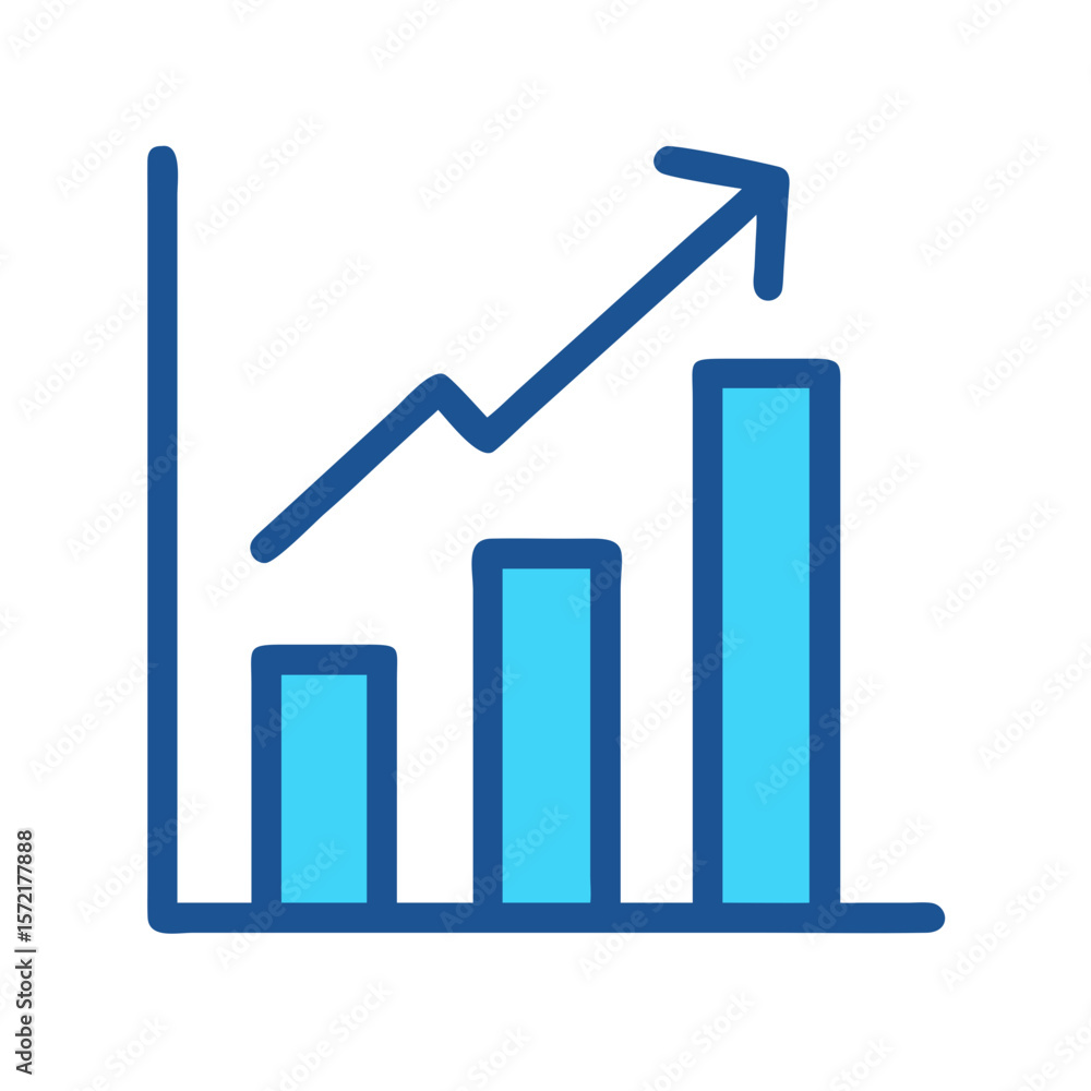 Graphical bar chart showing positive business growth trend Graphical bar chart showing positive business growth trend