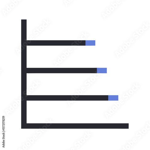 Horizontal bar chart diagram with comparative data illustration