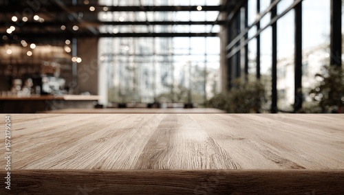 Wallpaper Mural Light-wood table top in cafe, blurred background Torontodigital.ca