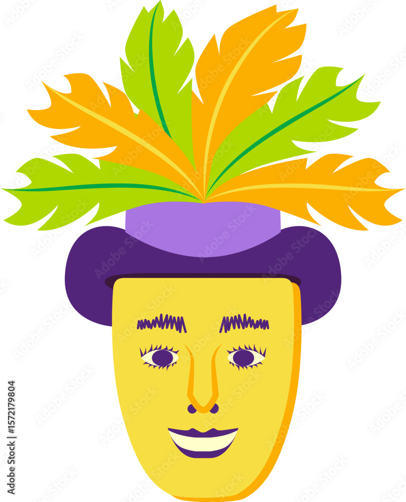 Vector de máscara tradicional mexicana de carnaval ilustrada y colorida