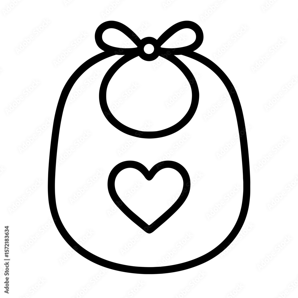 Obraz premium Baby bib icon with heart — symbol of love and feeding, outline style