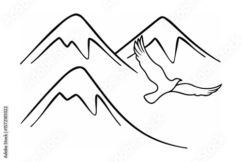 Eagle soaring above mountain peaks bird flying