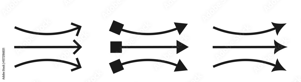 Curved and Straight Arrow Line Icons – Abstract Vector Arrows for Flow, Process, and Direction Curved and Straight Arrow Line Icons – Abstract Vector Arrows for Flow, Process, and Direction