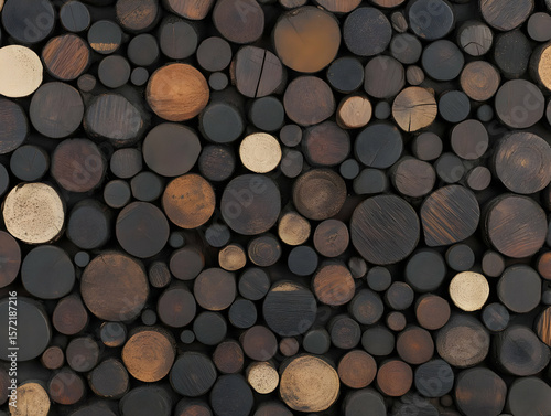 Dark Wood Circles Abstract Background Illustration