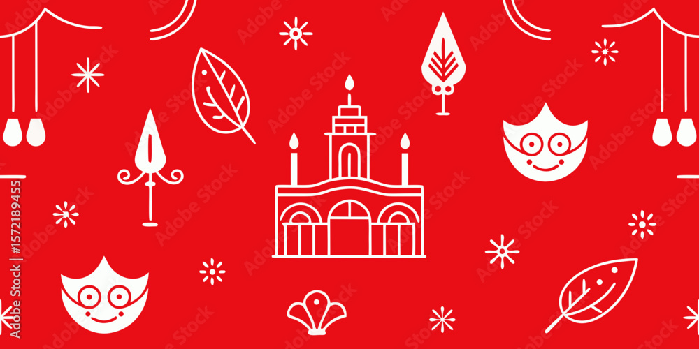 Fototapeta premium Colorful vector illustration of Russian architecture with a prominent church and symbol of Moscow's iconic landmark, combining travel and religious design