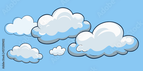 Cartoon Clouds Floating in a Light Blue Sky Ideal for Children s Illustrations and Backgrounds with a Clean Aesthetic