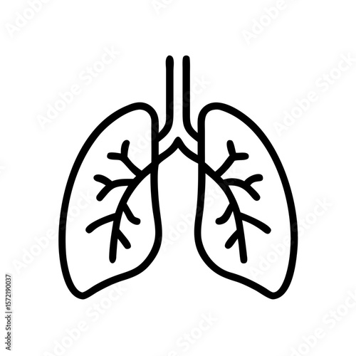 Flat Icon of Human Lungs Representing the Respiratory System and Breathing