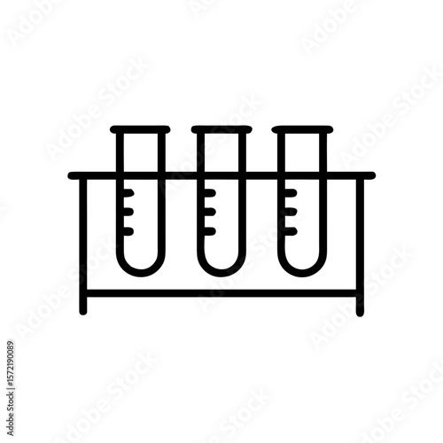 Flat Test Tube Rack Icon with Colored Liquids for Lab Experiments