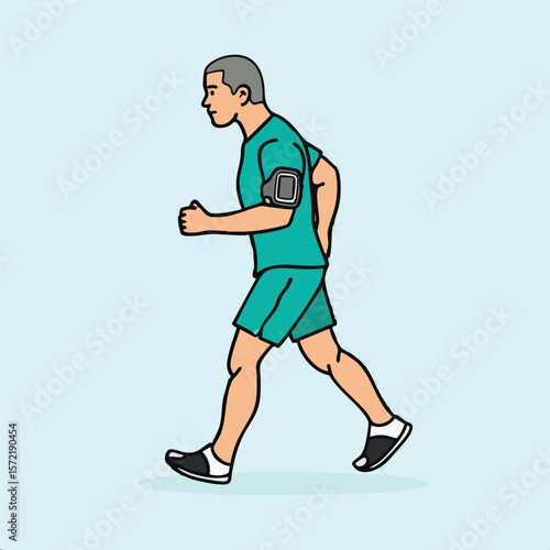 Active Man Walking Outdoors: Promoting Wellness