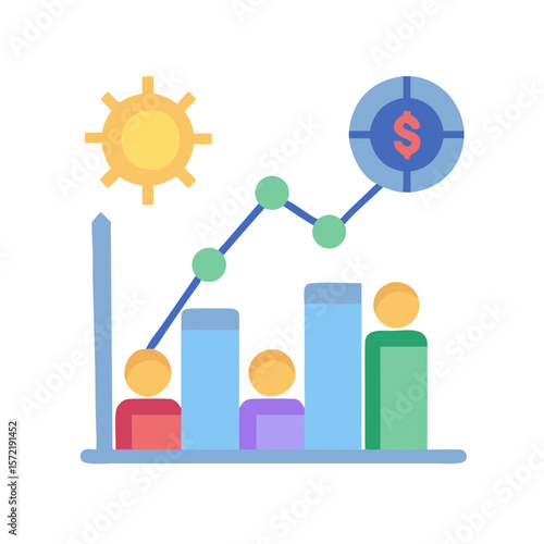 Illustrative graph showing company growth and achieving financial targets