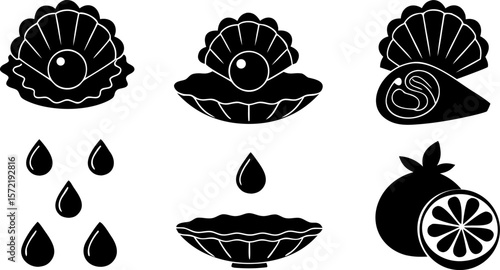 cosmetic ingredient drop shadow black glyph icons .eps