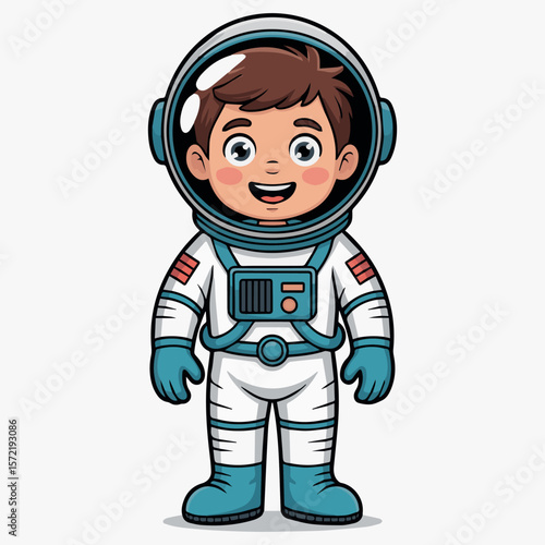 Astronaut cartoon vector art of a young boy in space suit for kids clip art and design resource use  char