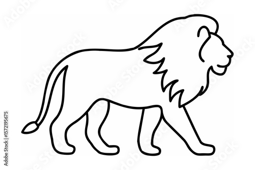 Majestic lion walking profile animal mammal