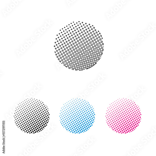 round shape vector icons, line and colored icons