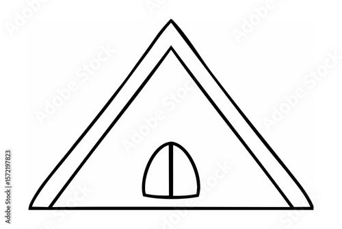 Simple triangular shelter with arched doorway tent