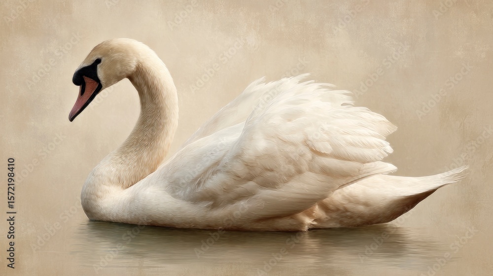 Fototapeta premium Majestic white swan on water