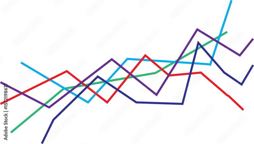Naklejka premium Colorful abstract line graph showing fluctuating trends and data analysis