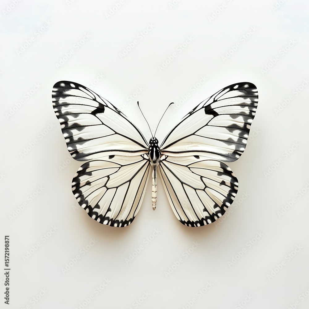 Fototapeta premium Elegant black and white butterfly with symmetrical wings