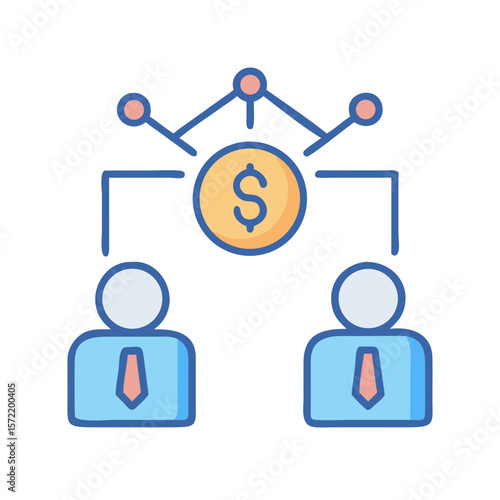 Business collaboration with dollar sign demonstrating financial connections