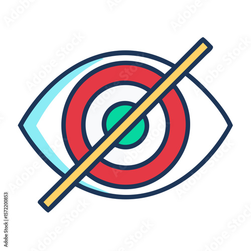 Eyewithslashhidden is a symbolic icon perfect for representing invisibility or hidden sight in various design projects and creative concepts.