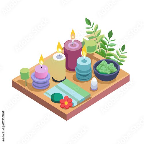 Spa Wellness and Aromatherapy Isometric Set