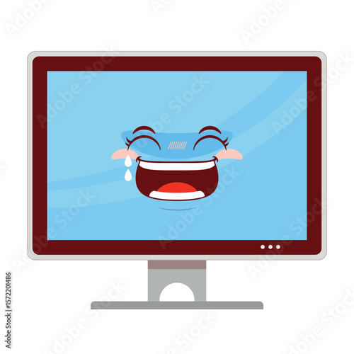 computer laughing face cartoon cute