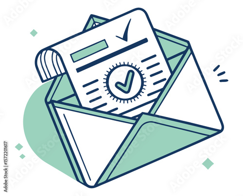 Email confirmation icon with checkmark inside envelope 
