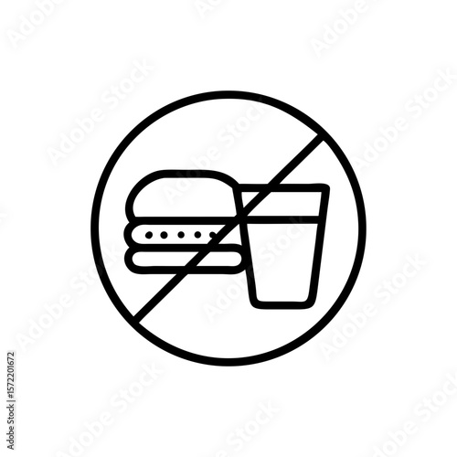 No food and drink symbol with hamburger and glass in simple design  