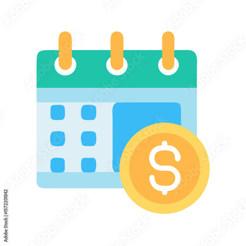Calendar icon with dollar coin symbol, appointment reminder