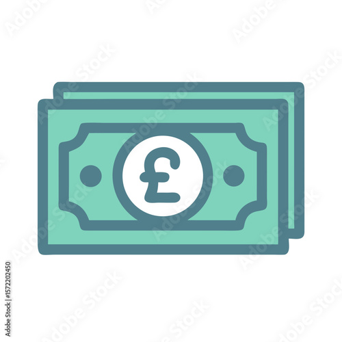 Minimalist illustration of British Pound money on White Background