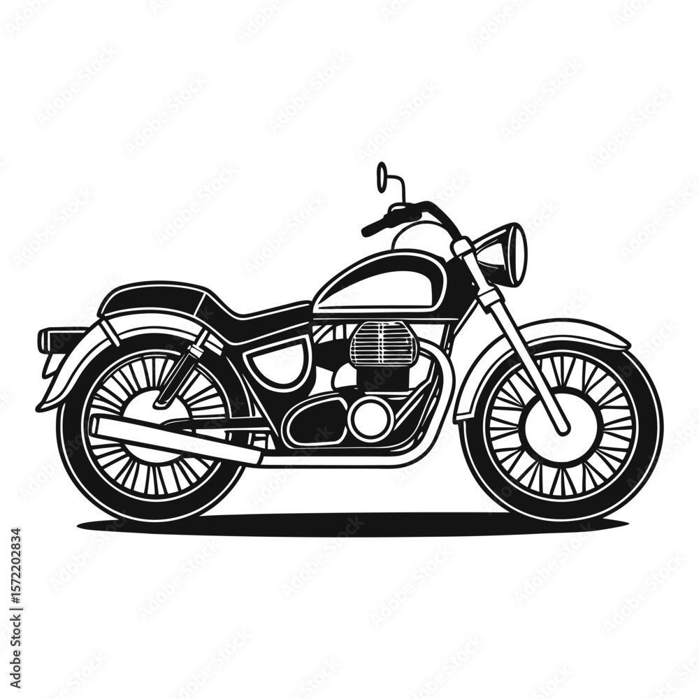 Fototapeta premium Black Silhouette of Classic Motorcycle — Bold Vector Icon
