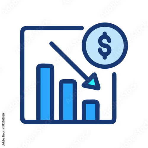 Stock market decline icon representing loss and recession