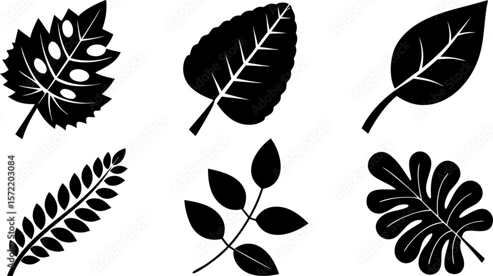 Fototapeta premium leaves vector icon set leaf herb green simple gra.eps