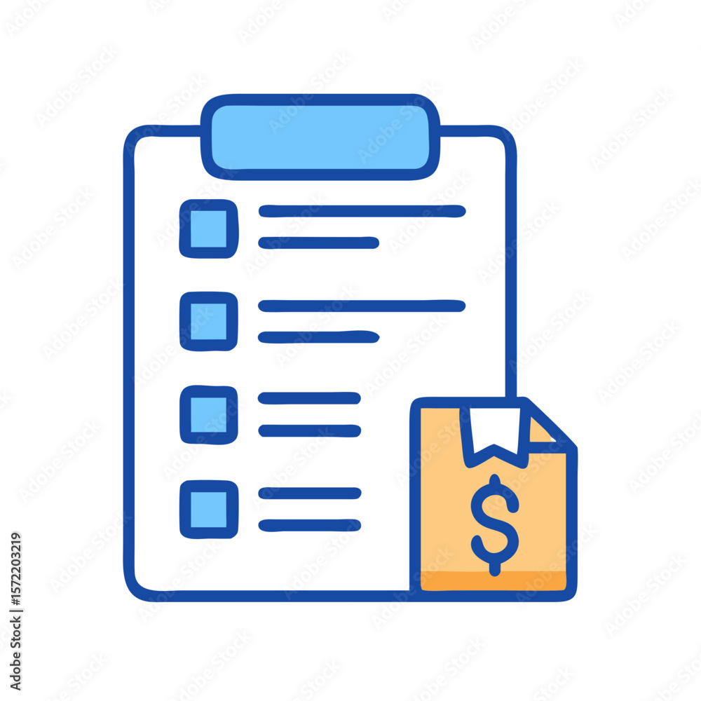 Financial Checklist with Dollar Sign in Bold Flat Style Financial Checklist with Dollar Sign in Bold Flat Style